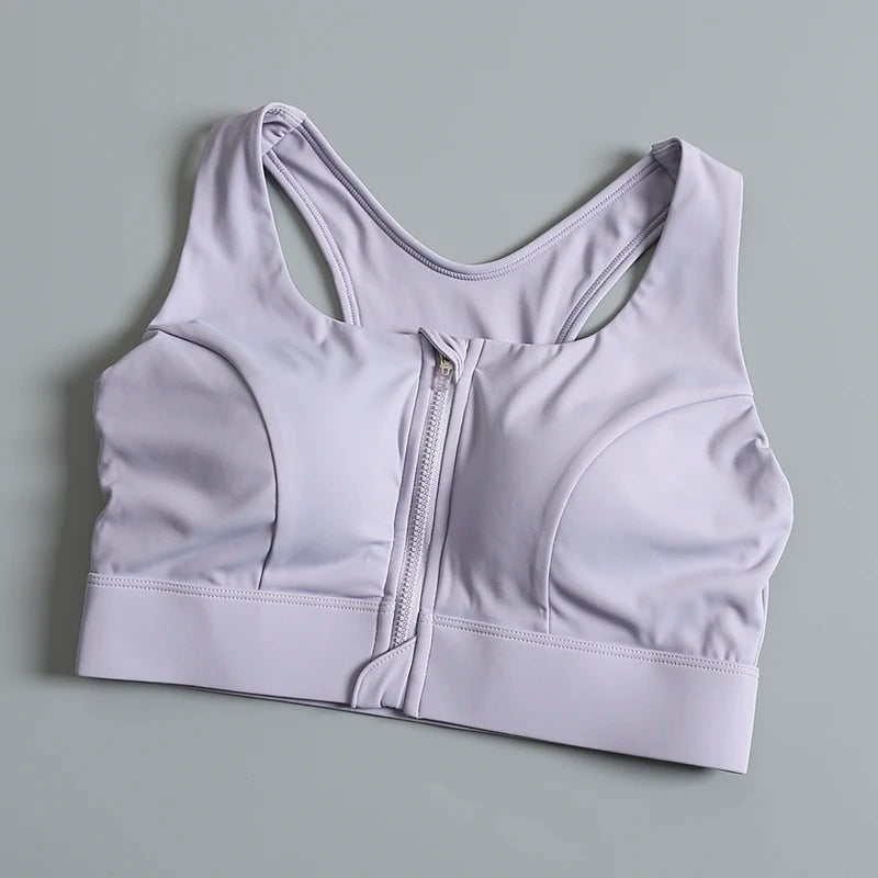 High-intensity front zipper sports underwear for women shock-proof running fitness bra shock-absorbing high-intensity support