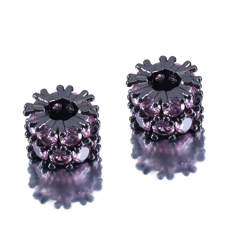 5pcs Metal Zircon Copper Snowflake Spacer Beads Bracelets Barrel Spacers Beads Accessories Necklace Jewelry Making Components