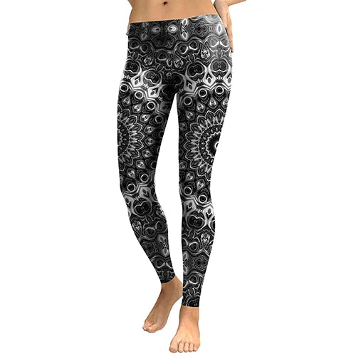 NADANBAO 2025 Women Leggings Mandala Flower Digital Print Slim Pink Fitness Woman Leggins Workout Plus Size High Waist Pants