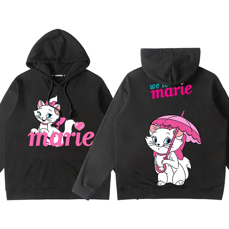 Disney The AristoCats Sweater  Disney Marie Women's Small Autumn  Winter Hooded Jacket Girls' Clothes Cute Cartoon  Comfortable