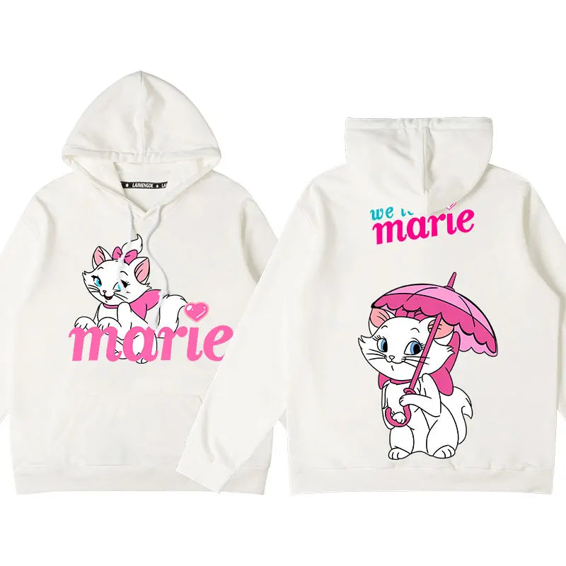 Disney The AristoCats Sweater  Disney Marie Women's Small Autumn  Winter Hooded Jacket Girls' Clothes Cute Cartoon  Comfortable