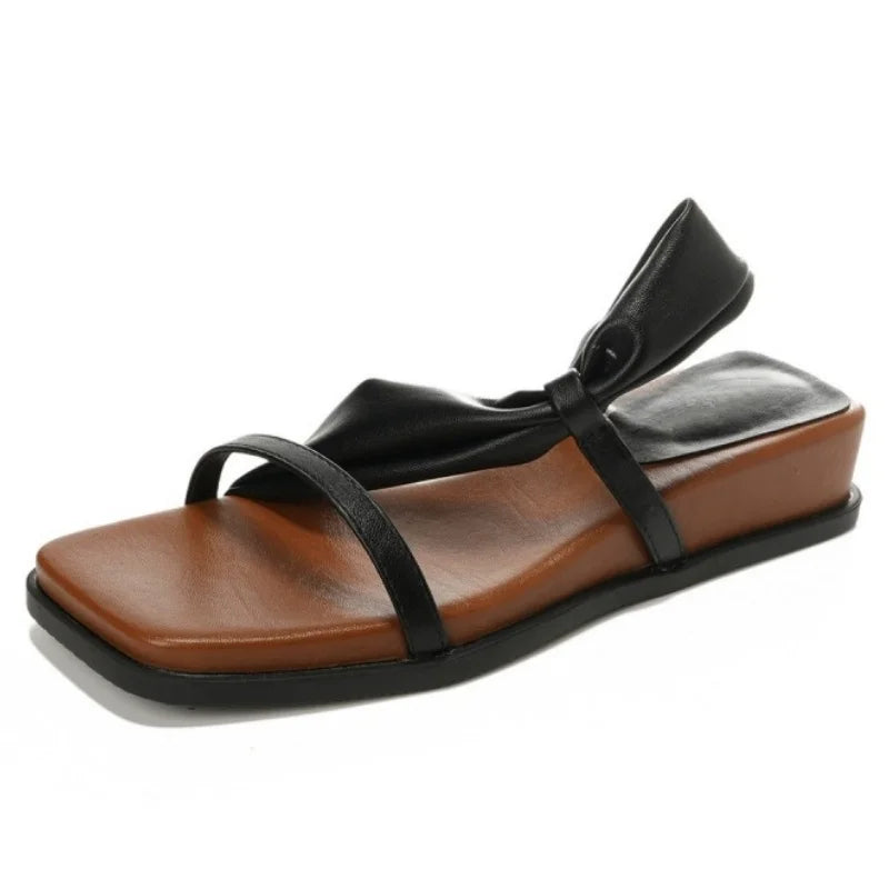 Summer Cool Breathable Women's Slippers Square Toe Slip-on Lightweight Female Flat Shoes High Quality Non-Slip Ladies Sandals
