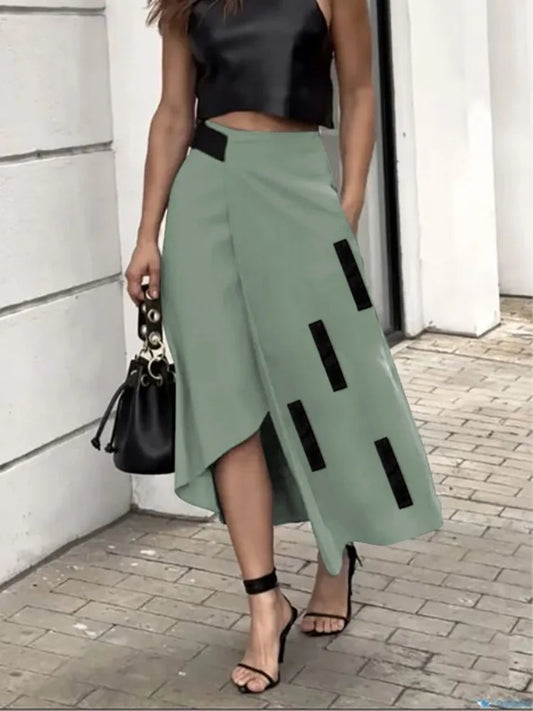 Yeezzi Urban Female Asymmetrical A-Line Skirts 2025 New Solid Color High Waisted Loose Pockets Long Skirt Bottoms For Woman
