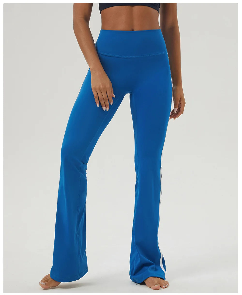 Women's New Color Stripes Hip-Lifting Fitness Dance Bell-Bottoms  Yoga Pant