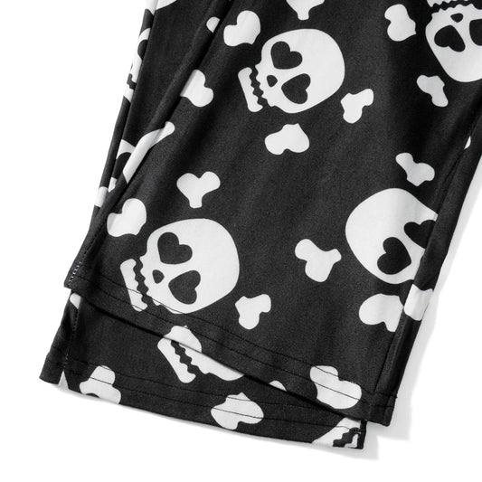 Women Christmas Skull Print Pajama Pants Elastic Waist Long Pants Skeleton Straight Pants Lounge Bottoms Sleepwear
