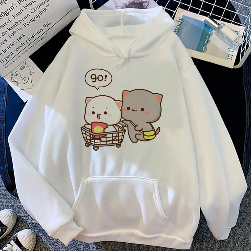 Men Women Aesthetic Trendy Hoodies Bubu Dudu Bear Graphic Printed Hooded Plus Size Pullover Unisex Prevalent Fashion Sweatshirt
