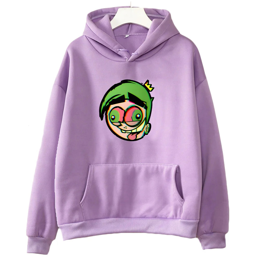 Japanese Anime Hooded Fairly OddParents Anime Print Harajuku Kawaii Sweatshirt With Pocket Cute Clothes Moletom Fleece Pullovers