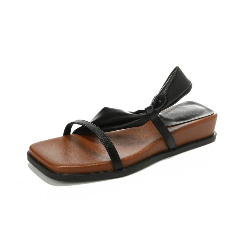 Summer Cool Breathable Women's Slippers Square Toe Slip-on Lightweight Female Flat Shoes High Quality Non-Slip Ladies Sandals
