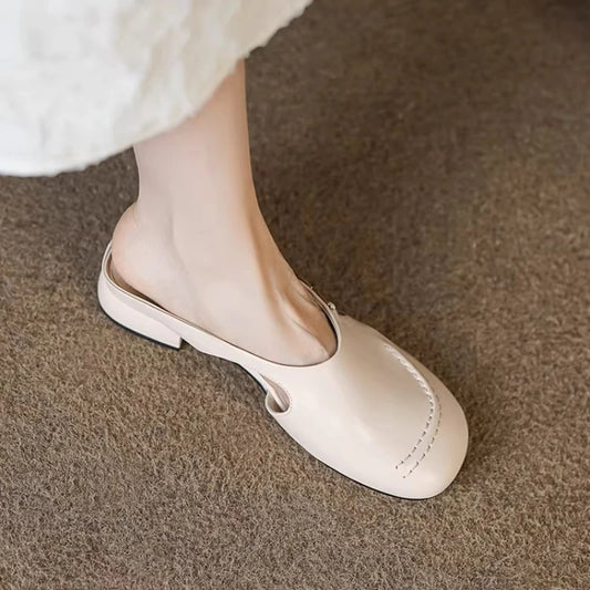Women Slippers Heeled Sandals Comfort Mules Shoes Woman Loafers 2025 Brand Casual Shoes Shallow Summer Soft Leather Sandalias