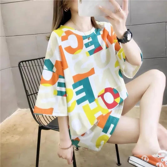 2025 Fat Girls Plus Size Women's Clothing 300 Jin Short Sleeve T-shirt Korean Style Ladies Summer Belly Covering Loose Tops