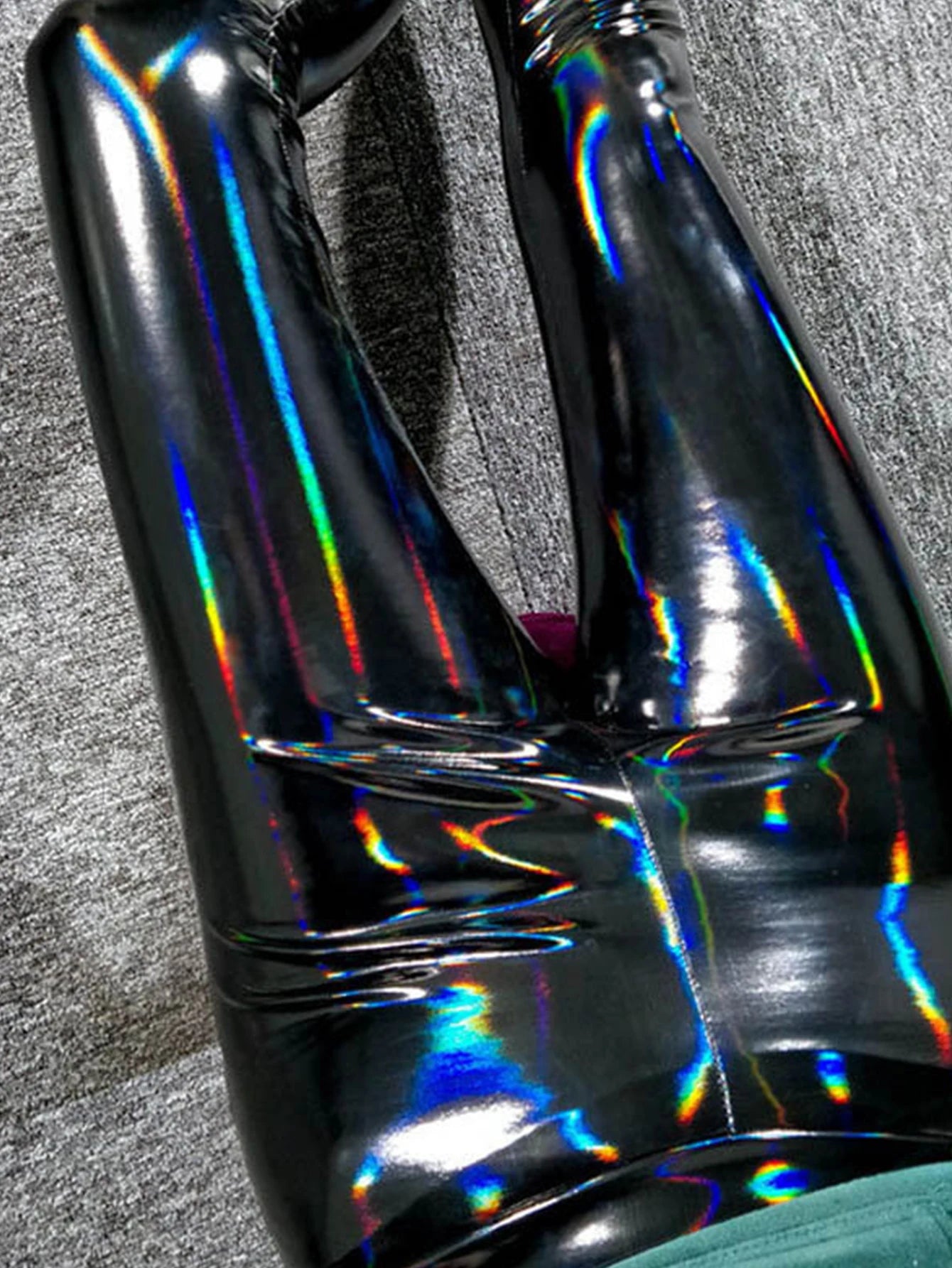 High-waisted Figure-hugging Slightly Elastic Tight Leather Pants Fashionable And Sexy Iridial Mirror Nine-inch Pants For Women