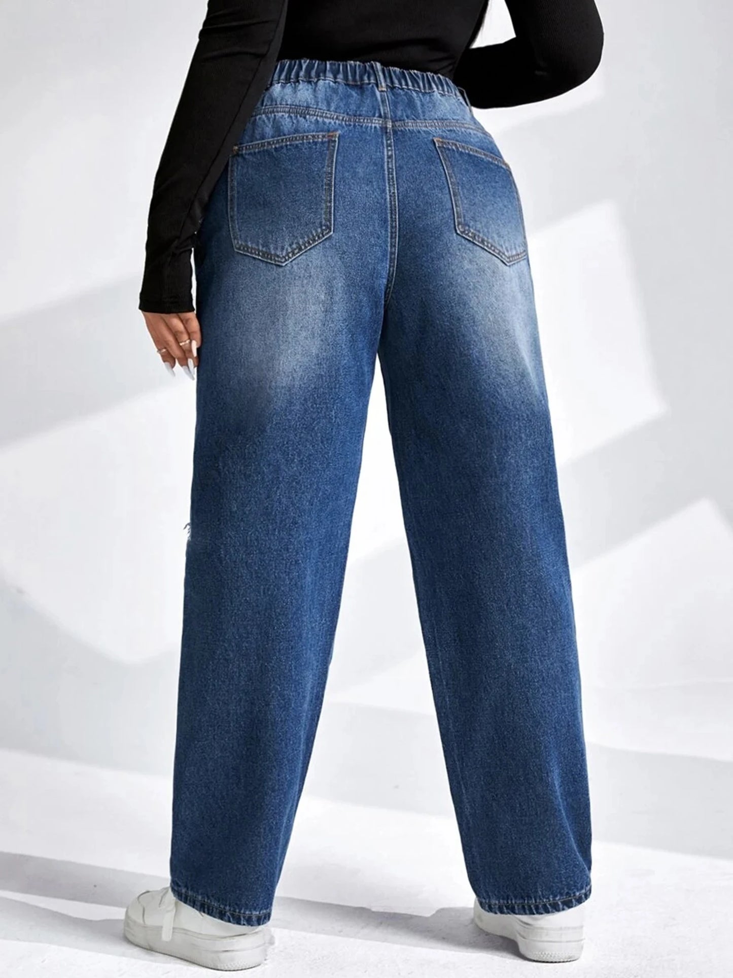 Plus Size Tapered Jeans for Women Full Length Harem Women Jeans High Waist Washing Spring and Autumn Denim Women Jeans 2023
