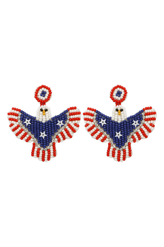 Patriotic Amertican Bald Eagle Beaded Earrings