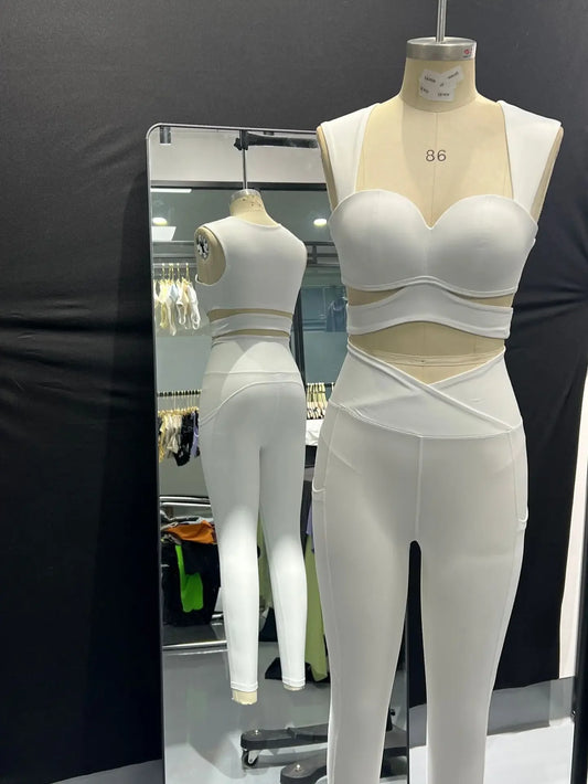 Breast Collection Sports Top Set for Women Breathable Tight Comfortable One Piece Bra Running Fitness SET Pant Sets