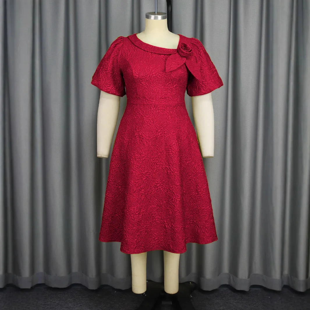 Spring Summer plus Size Jacquard Dress A-Line Fashion Party Banquet Temperament 2025 New Arrivals