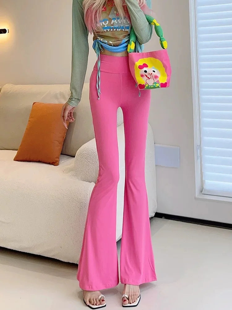 High Stretch Modal Pants Women Summer Spring Thin Trousers Sexi Slim Long Pants Chic Ins Y2K Streetwear Party Night Club Pants