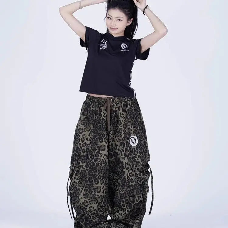 Original snake print handsome street American retro new street dance oversized loose sweatpants overalls women