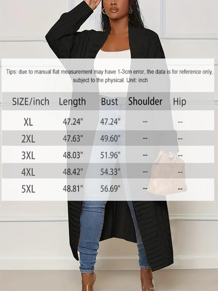 plus Size Solid Color Knitted Cardigan Women's Fashion Casual Sweater with Pocket Autumn Winter Best Comfortable Fit Cardigan