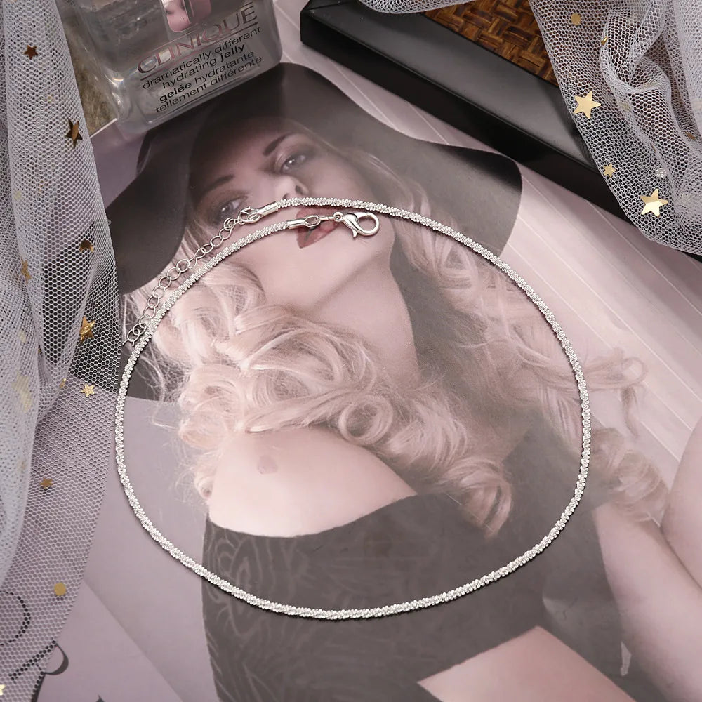 Fashion Simple Sparkling Necklace For Women Silver Color Clavicle Chain Choker Necklace Female Korean Wedding Party Jewelry Gift