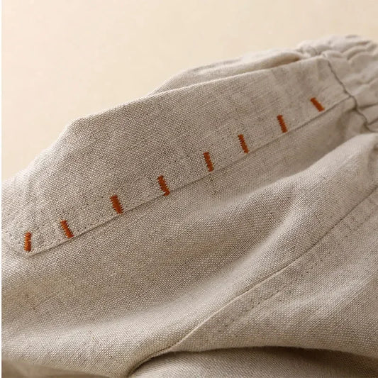Gray Cotton Linen Casual Elastic High Waist Loose Wide Leg Women's Pants Ankle-Length Pants For Women Clothing 2025 Fashion