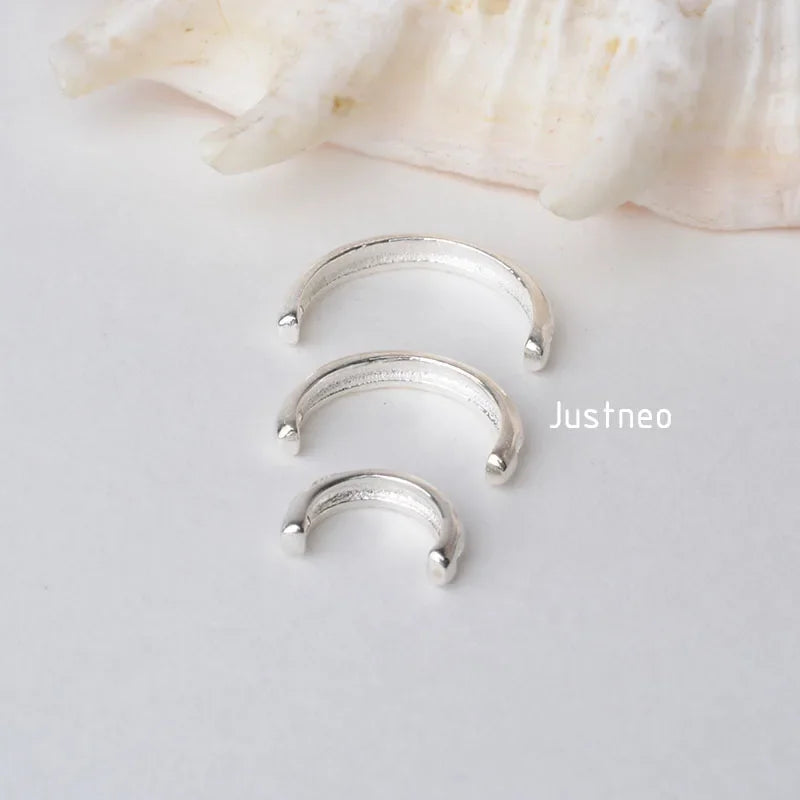 solid 925 sterling silver semicircle Bead Frame, spacer loose bead with 1mm hole jewelry diy components accessories